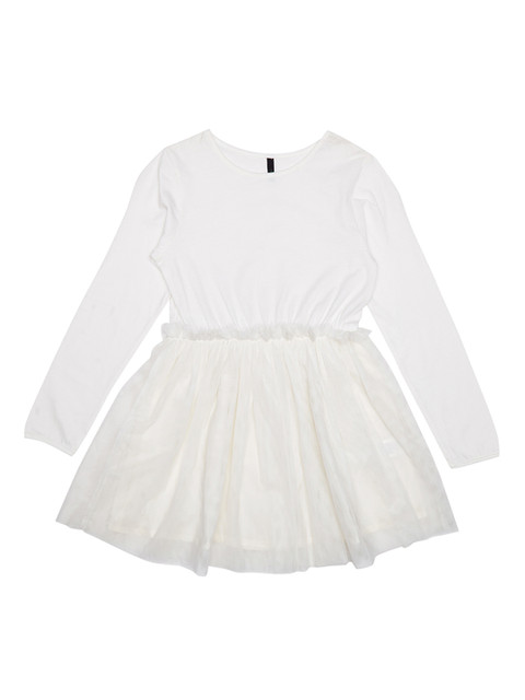 

United Colors of Benetton Girls Off-White Solid Fit and Flare Dress