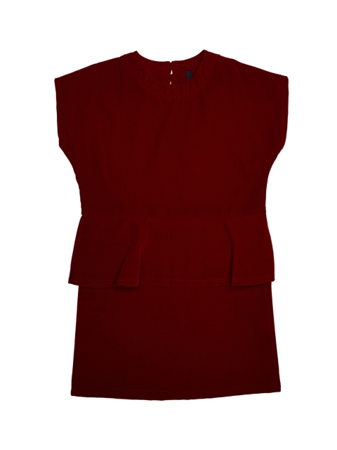 

United Colors of Benetton Girls Maroon Solid A-Line Dress