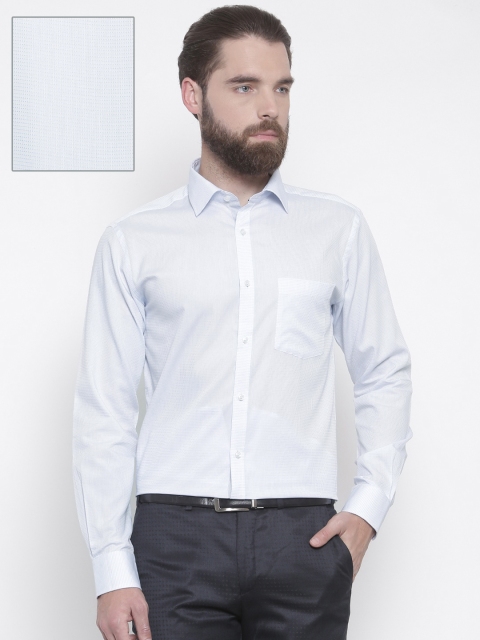 

Park Avenue Men White & Blue Slim Fit Self Design Formal Shirt