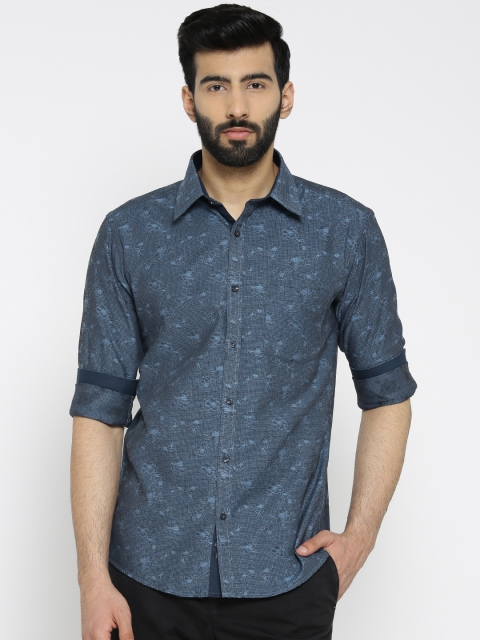 

Park Avenue Men Blue Slim Fit Self-Design Casual Shirt