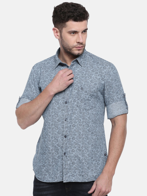 

Parx Men Blue Slim Fit Printed Casual Shirt
