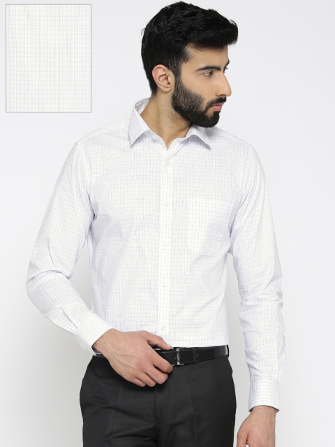 

Raymond Men White & Blue Slim Fit Checked Formal Shirt