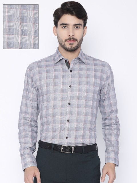 

Raymond Men Grey Regular Fit Checked Formal Shirt