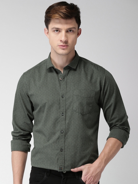 

Mast & Harbour Men Green Slim Fit Self Design Casual Shirt