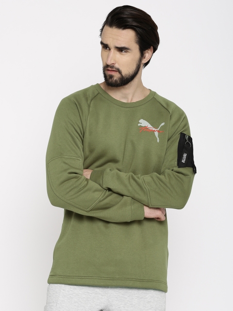 

Puma Men Olive Green x TRAPSTAR Crew Solid Sweatshirt