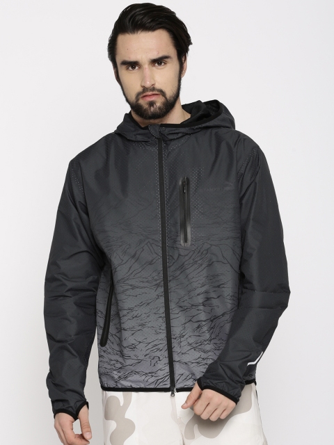 

Puma Men Black Stampd Tech Windbreaker Printed Sporty Jacket