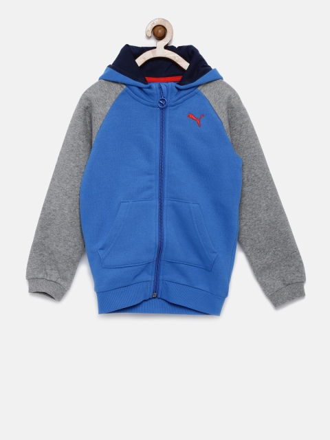 

Puma Unisex Blue & Grey Printed Hooded Sweatshirt