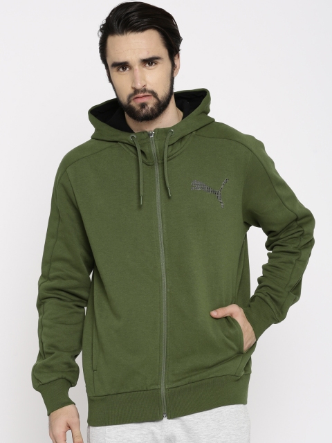 

Puma Men Olive Green Solid Hooded P48 Core FZ Sweatshirt