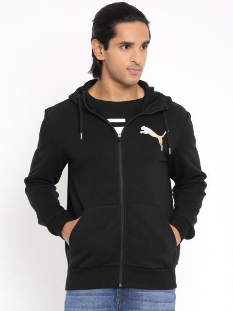 

Puma Men Black Solid knitted Hooded Sweatshirt