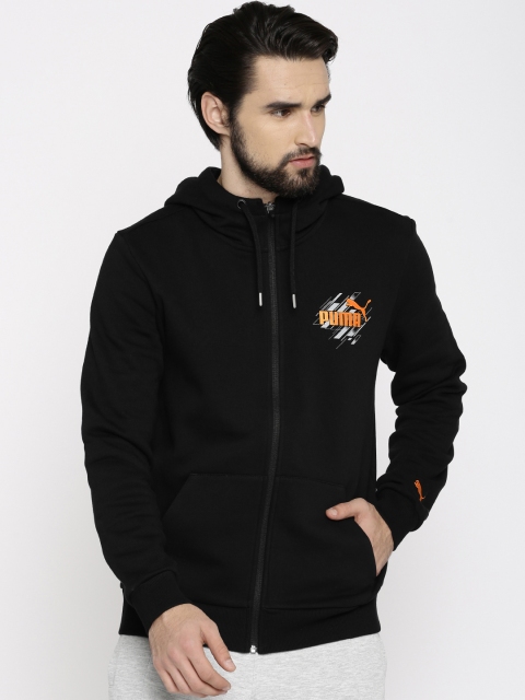 

Puma Men Black Solid Hooded Knitted Sweatshirt