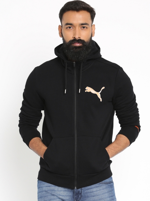 

Puma Men Black Solid knitted Hooded Sweatshirt