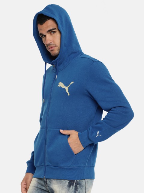 

Puma Men Blue Solid Hooded Sweatshirt