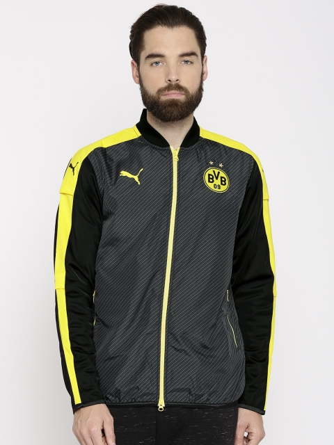 

Puma Men Black Printed Sporty BVB Cup Stadium Jacket