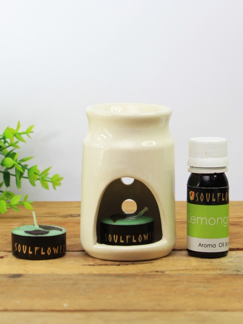 

Soulflower Lemongrass Tall Candle Diffuser, White