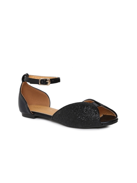 

Addons Women Black Solid Synthetic Flats