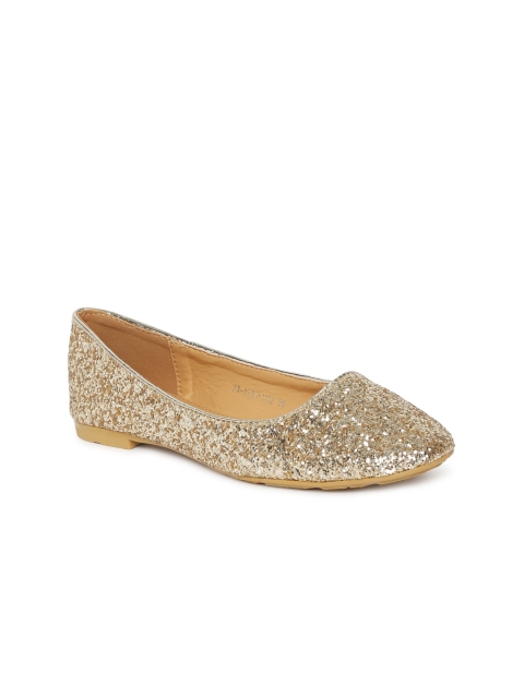 

Addons Women Gold-Toned Solid Synthetic Ballerinas