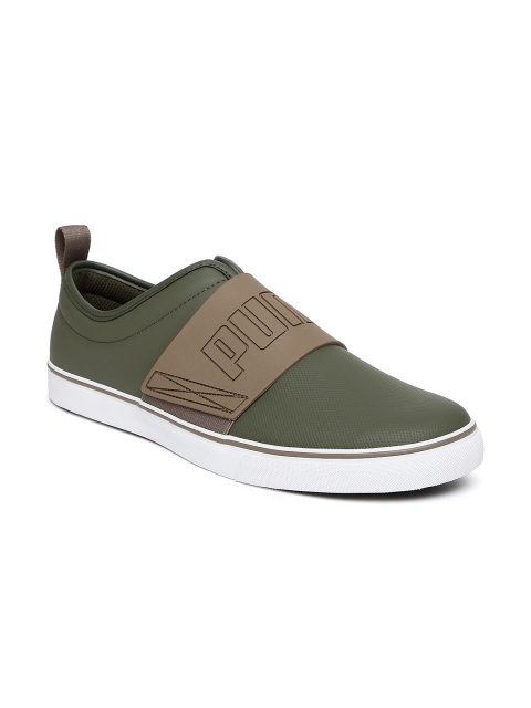 

Puma Unisex Olive Green Slip-On Sneakers