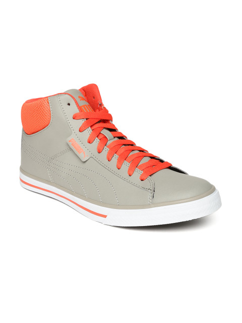 

Puma Men Grey Solid Synthetic Mid-Top Sneakers
