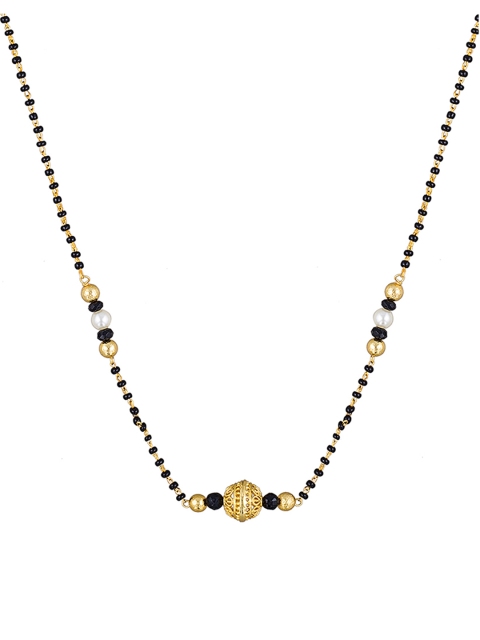 

Sia Art Jewellery Gold-Toned & Black Beaded Dual-Stranded Mangalsutra