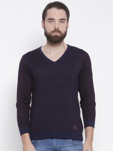 

Park Avenue Men Purple Self Design Pullover