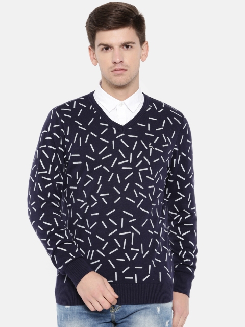 

Parx Men Navy Blue Printed Pullover