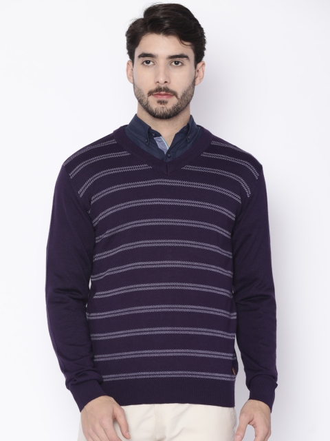 

Raymond Men Purple Striped Pullover