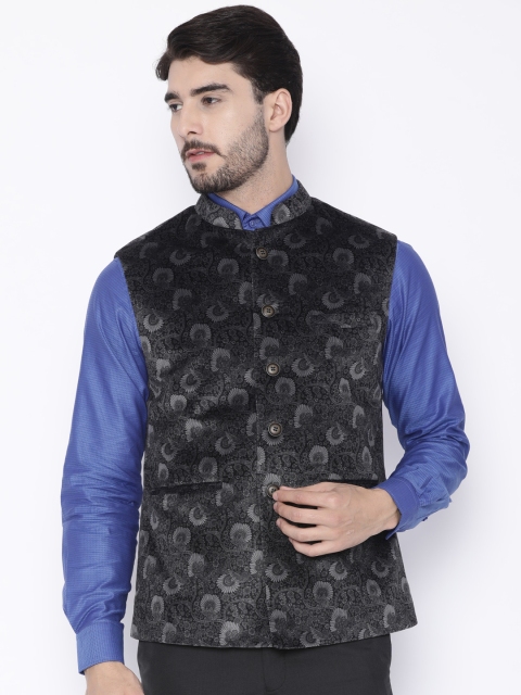 

Raymond Men Grey Printed Contemporary Fit Nehru Jacket