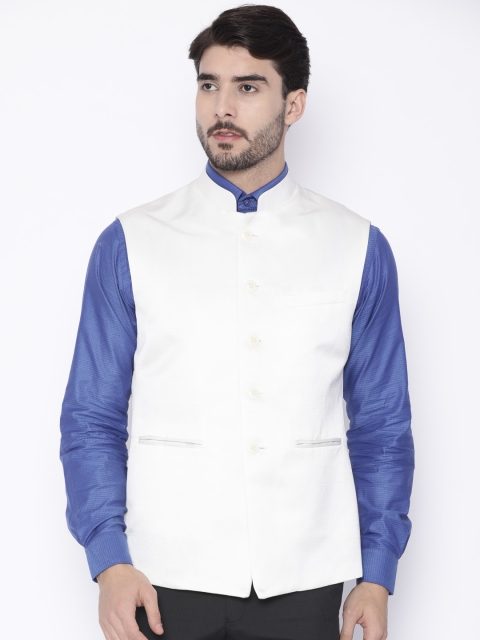 

Raymond Men White Self-Design Contemporary Fit Nehru Jacket