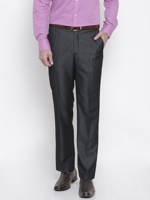 

Park Avenue Men Charcoal Slim Fit Solid Formal Trousers