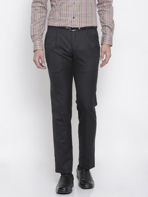 

Park Avenue Men Grey Super Slim Fit Solid Formal Trousers