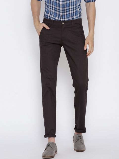 

Parx Men Coffee Brown Solid Tapered Fit Regular Trousers