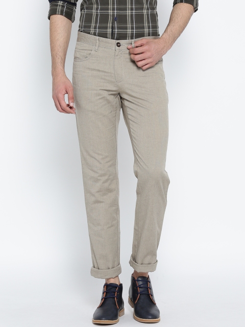 

Raymond Men Beige Slim Fit Solid Casual Trousers