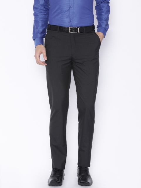 

Raymond Men Charcoal Grey Slim Fit Self Design Formal Trousers