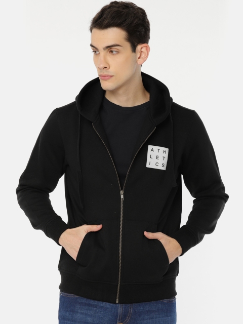 

Parx Men Black Solid Hooded Sweatshirt