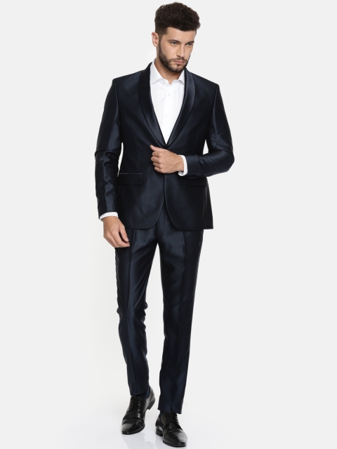 

Parx Men Navy Blue Single-Breasted Urban Slim Fit Formal Suit