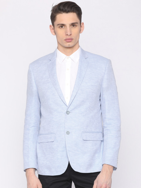 

Park Avenue Men Blue Slim Fit Single-Breasted Formal Blazer