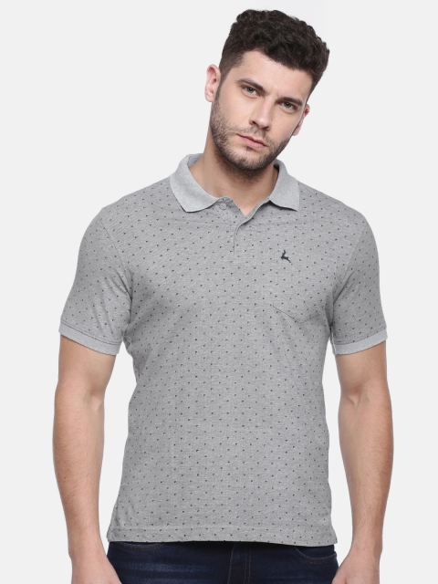 

Parx Men Grey Printed Polo Collar T-shirt