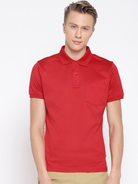 

Parx Men Red Solid Polo Collar T-shirt