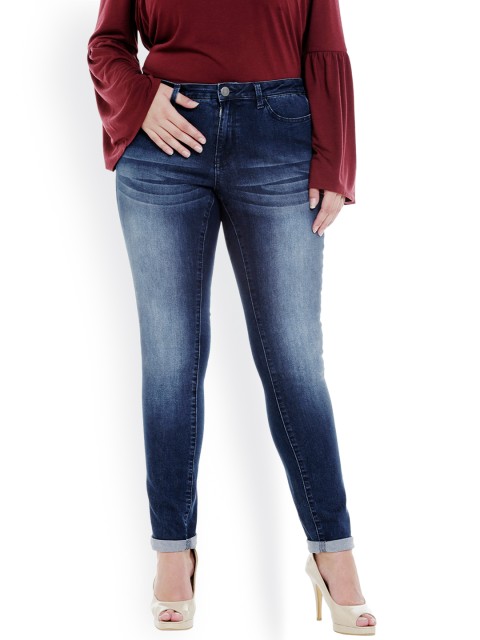 

JUNAROSE Plus Size Women Blue Slim Fit Mid-Rise Clean Look Stretchable Jeans