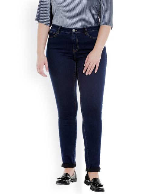 

JUNAROSE Plus Size Women Blue Slim Fit Mid-Rise Clean Look Stretchable Jeans