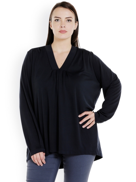 

JUNAROSE Plus Size Women Navy Solid Top, Navy blue