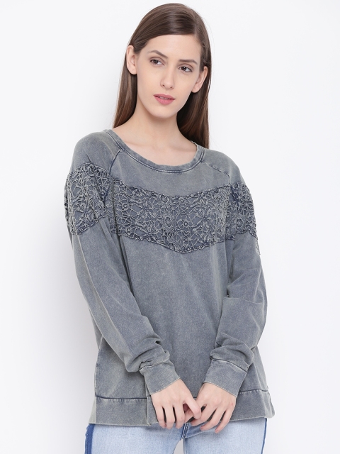 

JUNAROSE Plus Size Women Grey Solid Sweatshirt