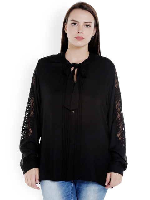 

JUNAROSE Plus Size Women Black Solid Top