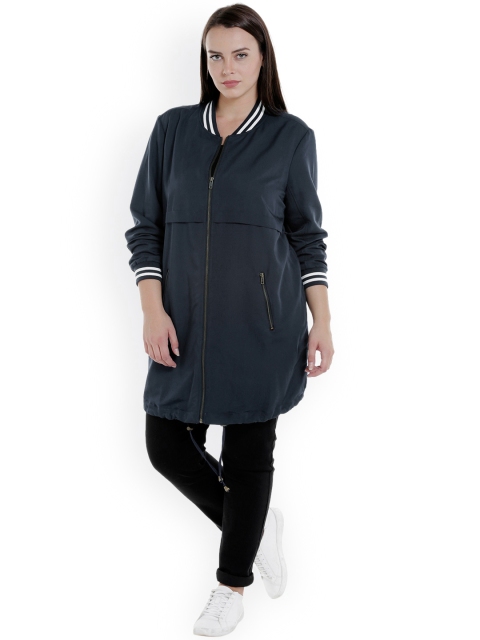 

JUNAROSE Plus Size Women Navy Blue Solid Tailored Jacket