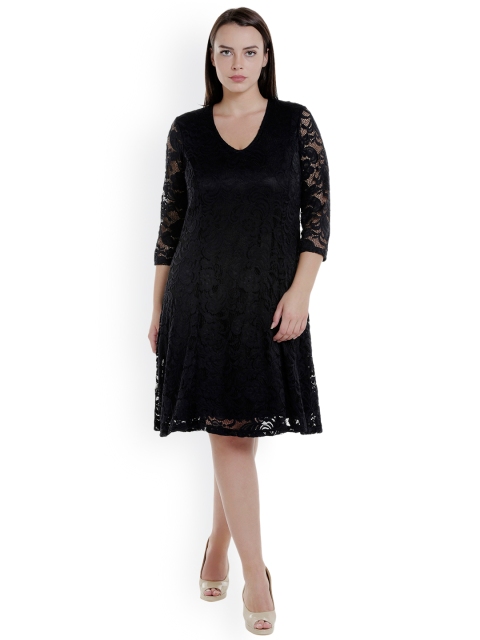 

JUNAROSE Plus Size Women Black Solid A-Line Dress