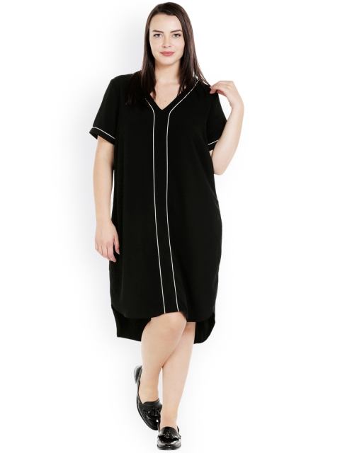 

JUNAROSE Plus Size Women Black Solid A-Line Dress