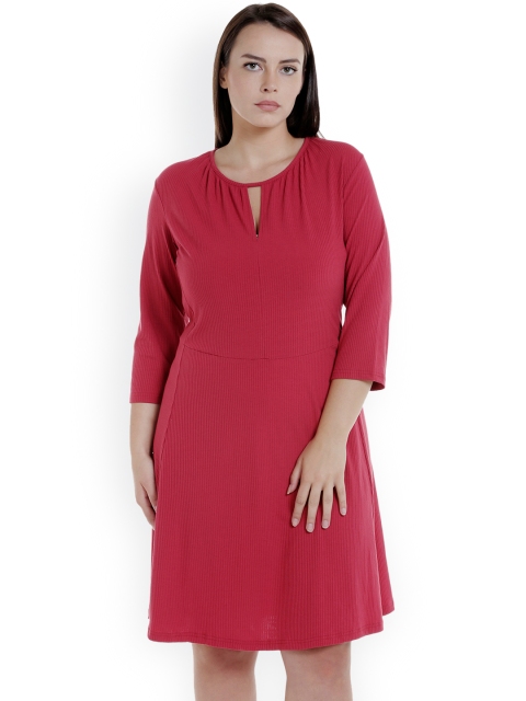 

JUNAROSE Plus Size Women Red Solid A-Line Dress