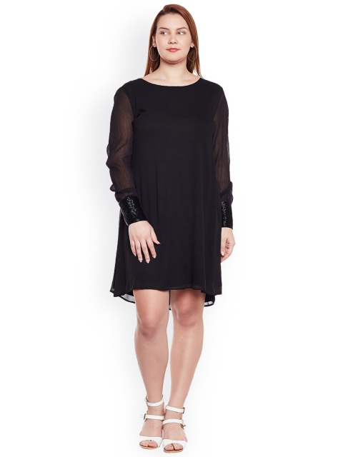 

JUNAROSE Plus Size Women Black Solid A-Line Dress