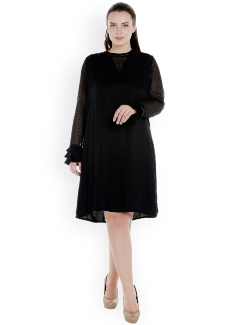 

JUNAROSE Plus Size Women Black Solid A-Line Dress
