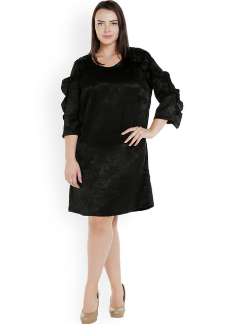 

JUNAROSE Plus Size Women Black Solid A-Line Dress